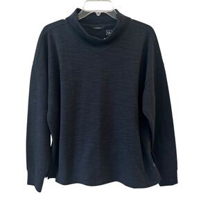 L.L. Bean Black Mock Turtleneck Sweater Size XL With Kangaroo Pockets